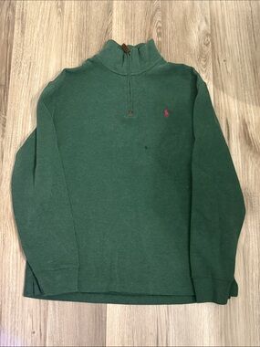 Polo by Ralph Lauren Dark Green Quarter-Zip Knit Pullover sz Large